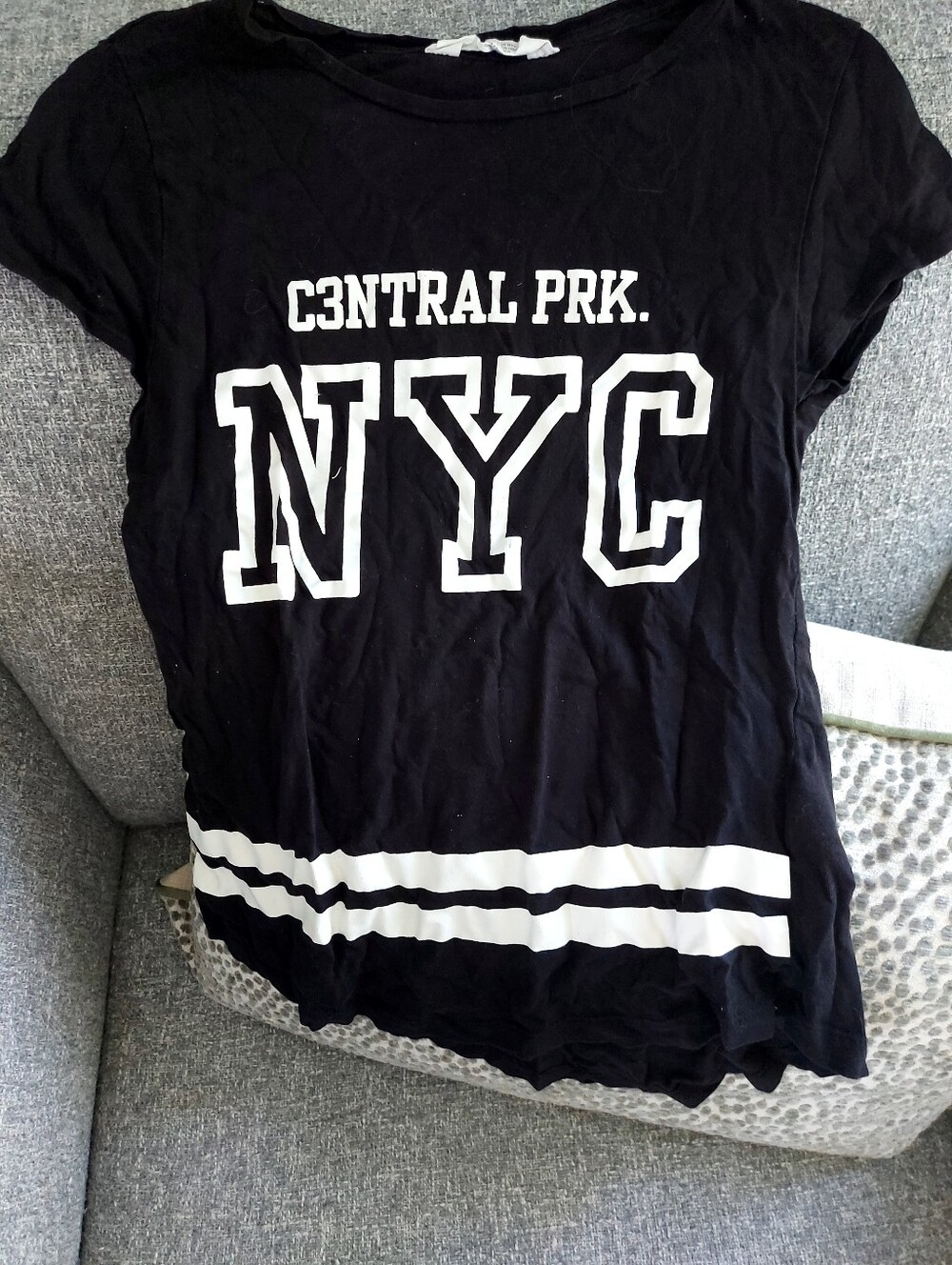 H&M Black Graphic Tee with White Lettering